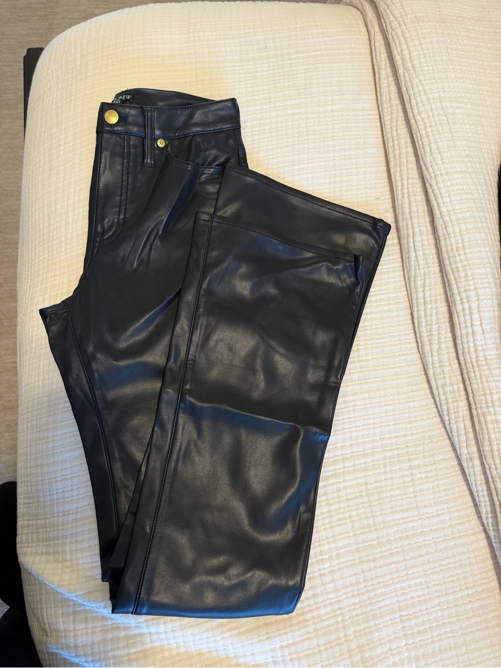 J.Crew Faux Leather High-Rise Bootcut Pants Black